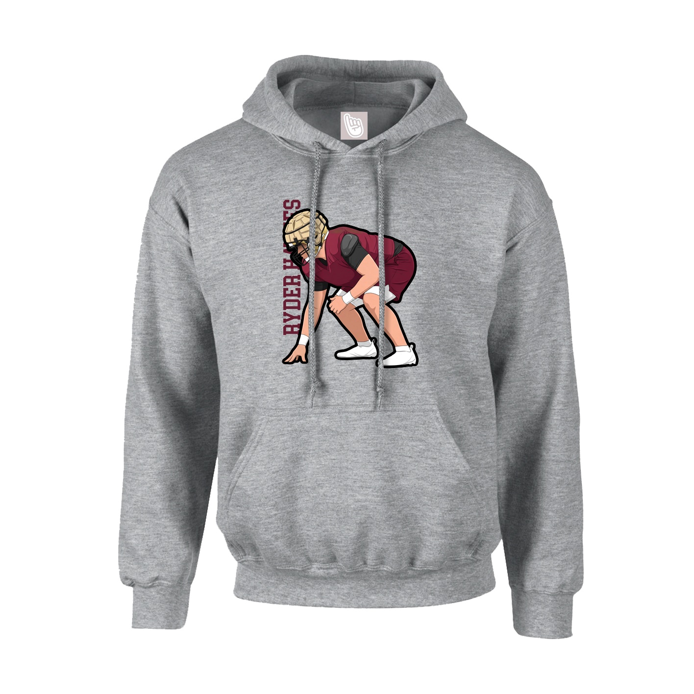 Hoodie — Name Vertical in Grey
