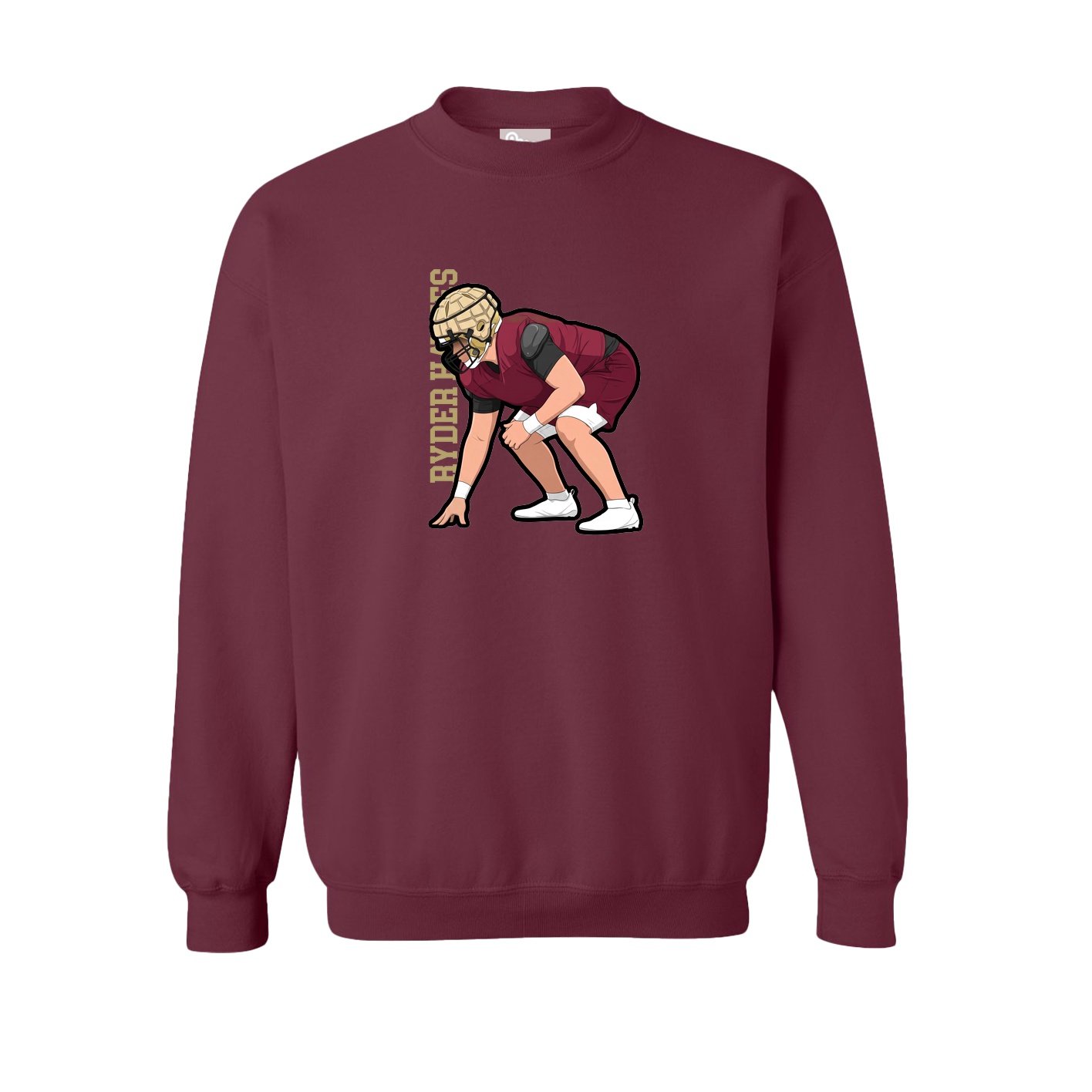 Fleece Crew — Name Vertical in Maroon
