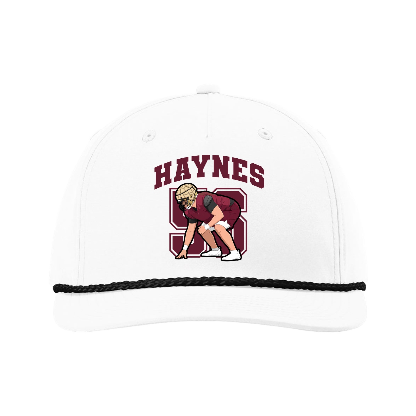 Five-Panel Classic Rope Cap — Number in White