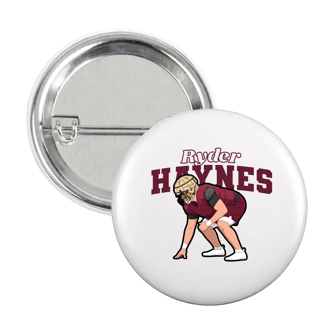 Game Day Button — Name Arch in White