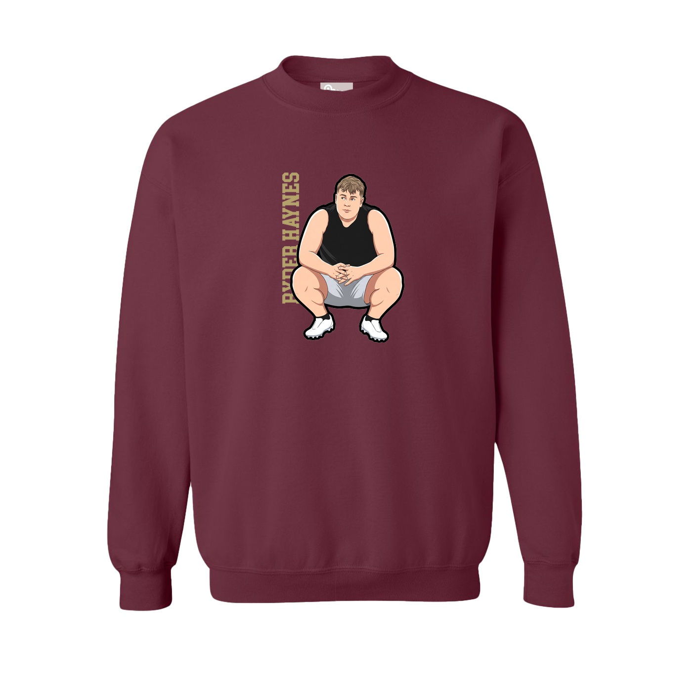 Fleece Crew — Name Vertical in Maroon