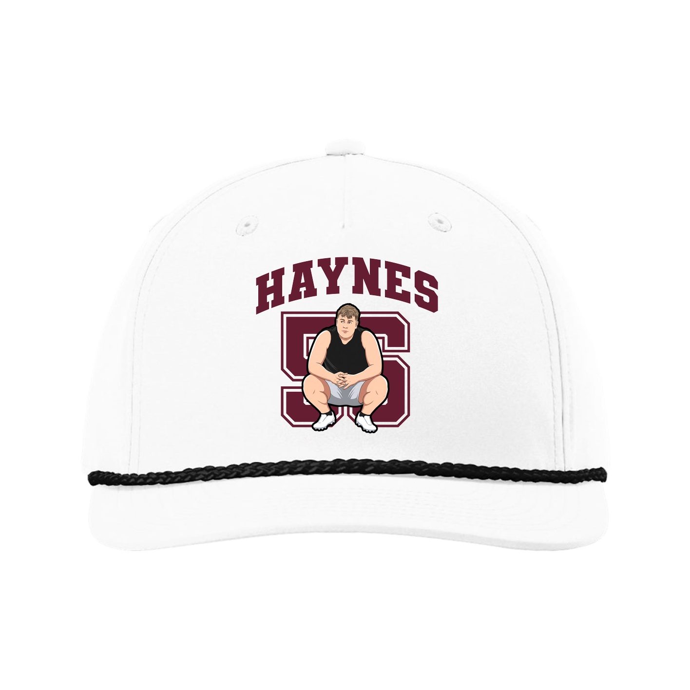 Five-Panel Classic Rope Cap — Number in White
