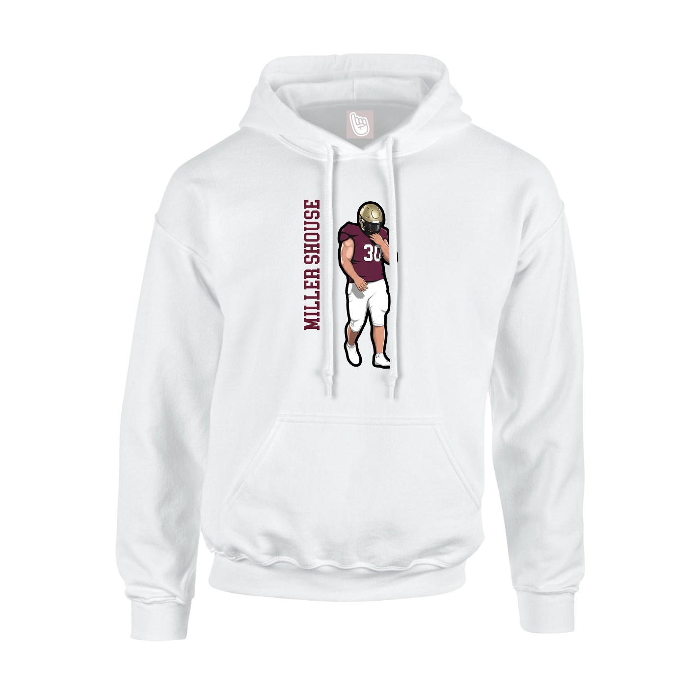 Youth Hoodie — Name Vertical in White
