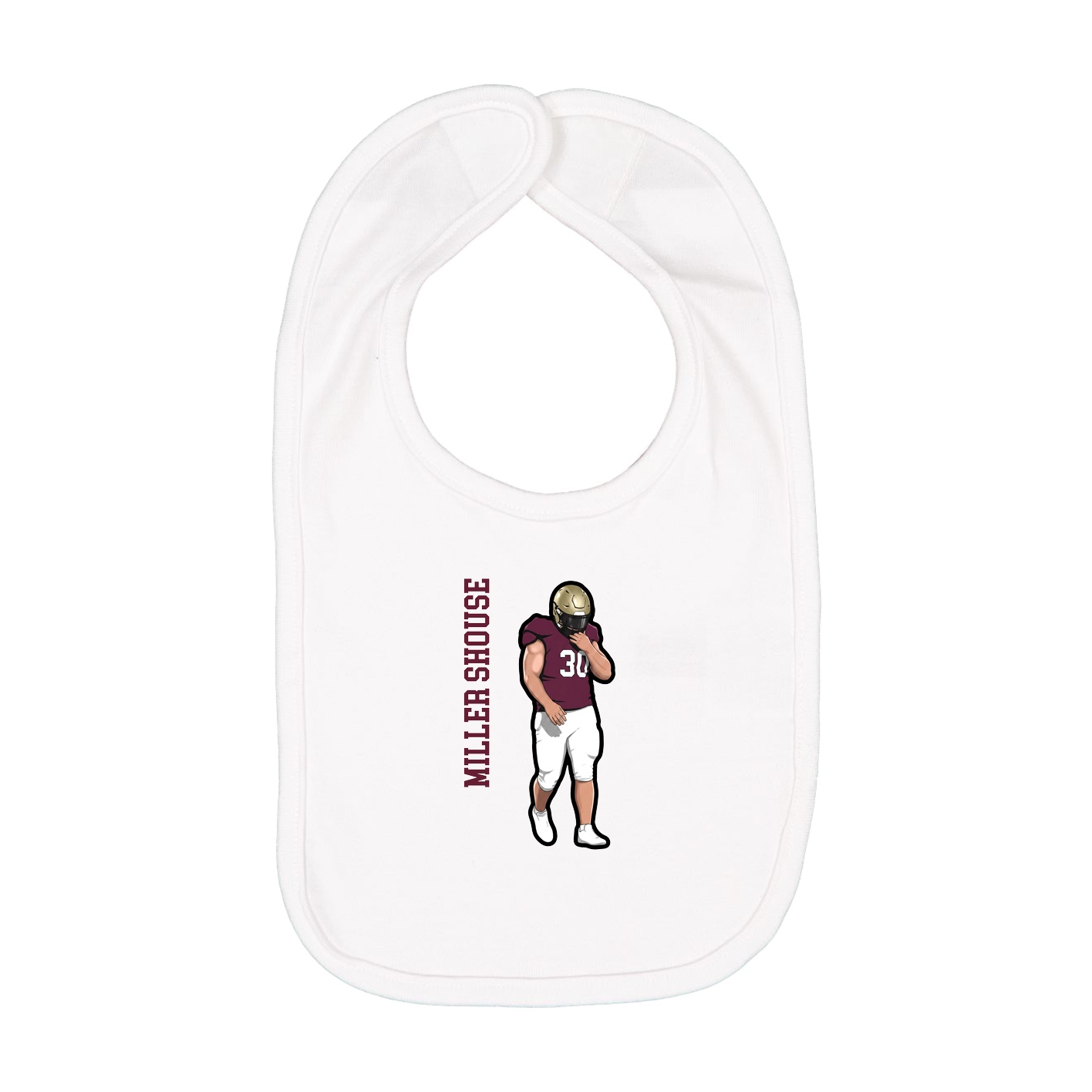 Infant Bib — Name Vertical in White