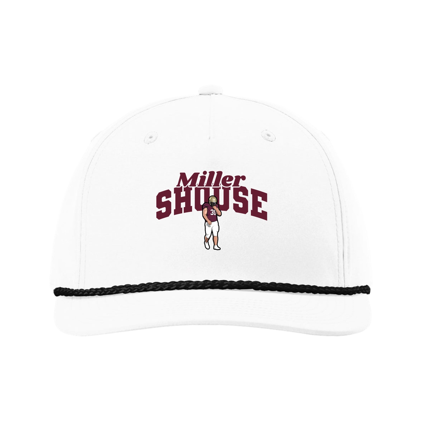 Five-Panel Classic Rope Cap — Signature Arch in White