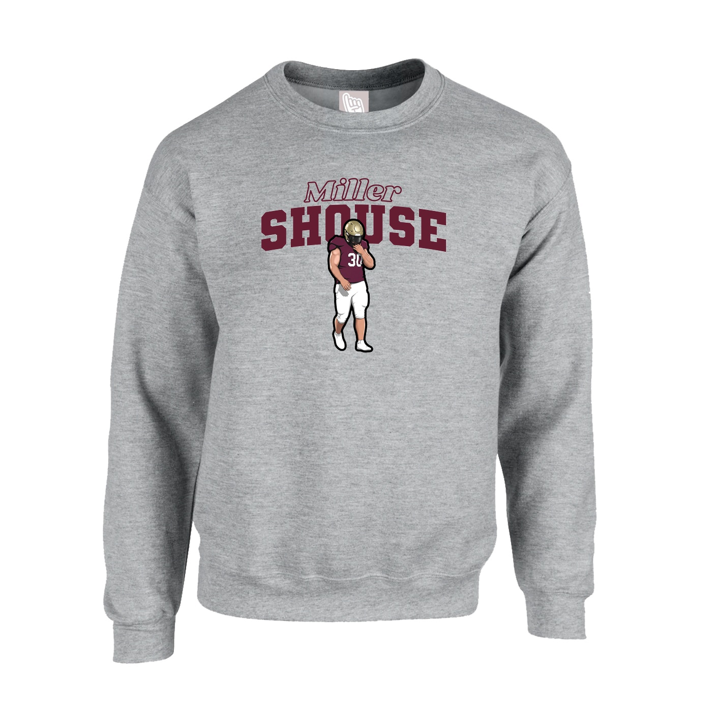 Fleece Crew — Name Arch in Grey