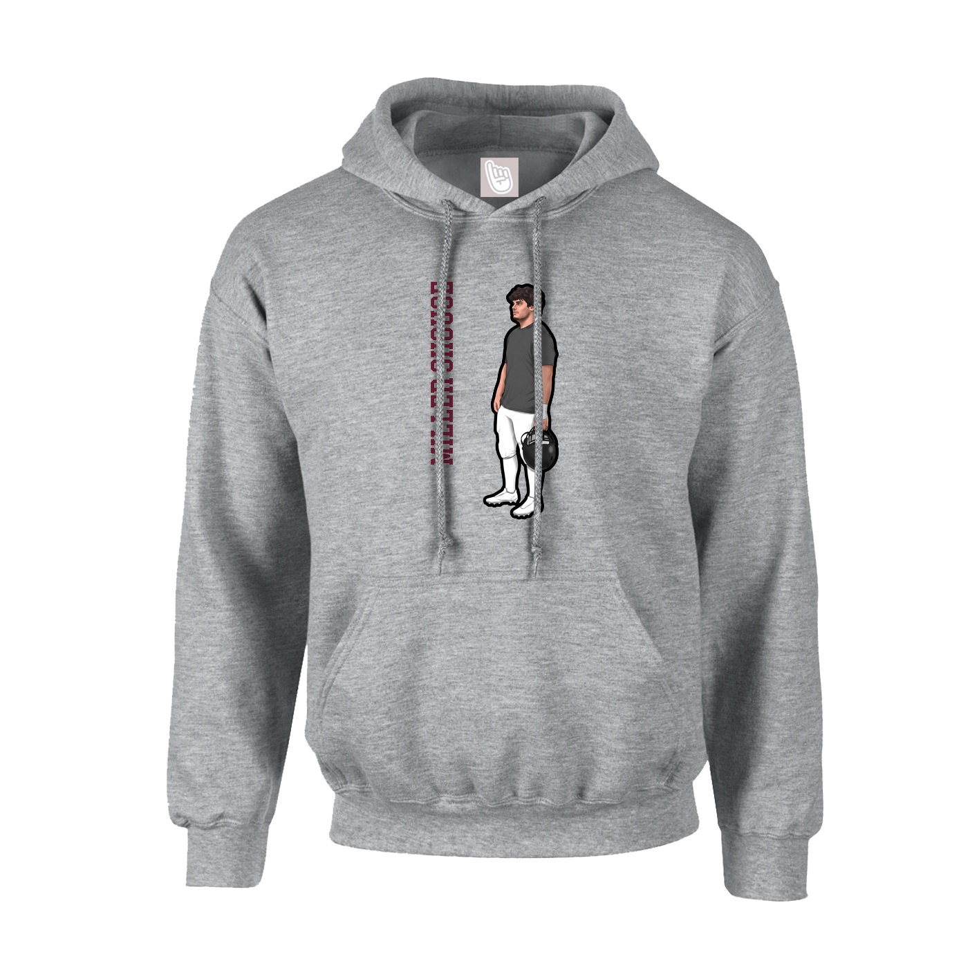 Youth Hoodie — Name Vertical in Grey