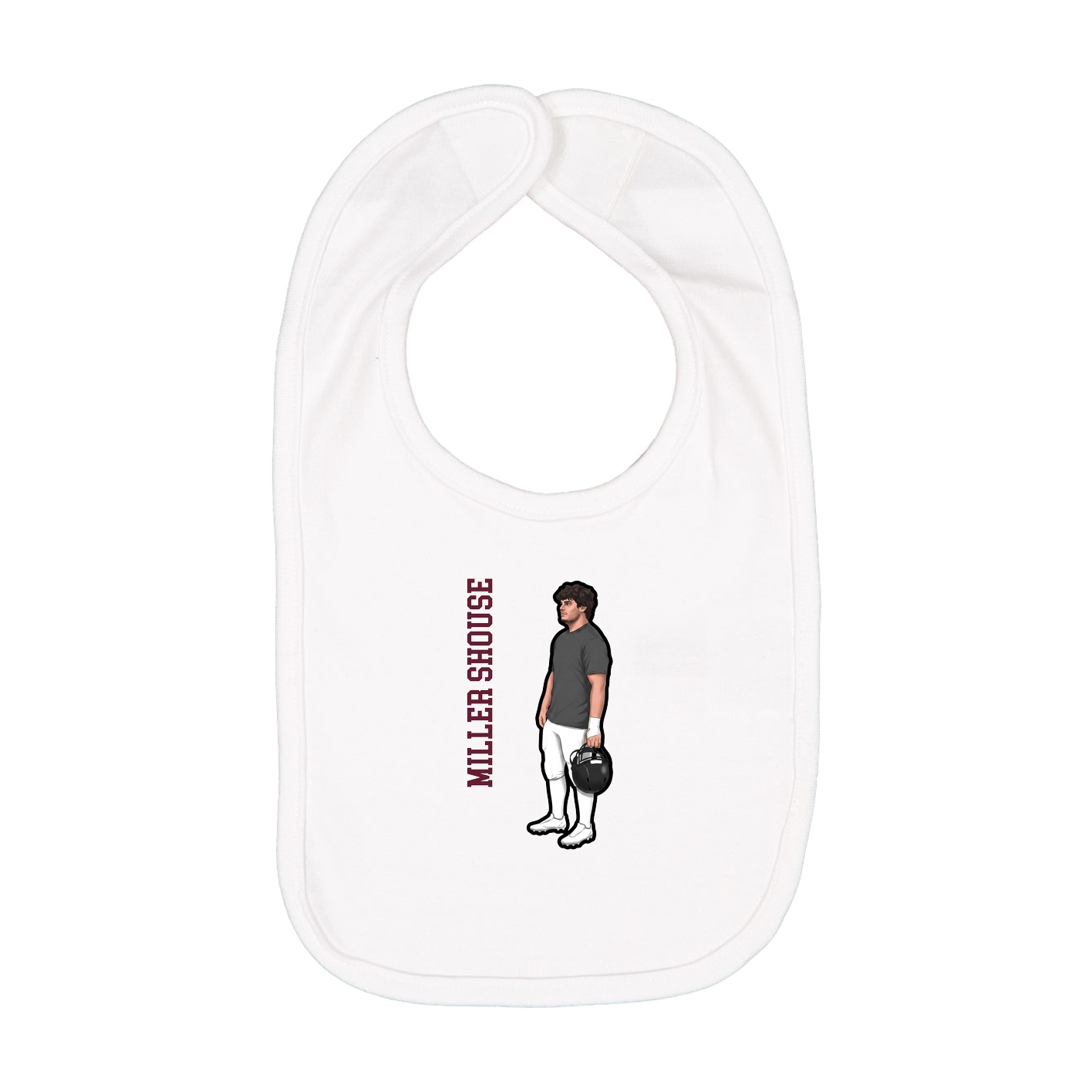 Infant Bib — Name Vertical in White