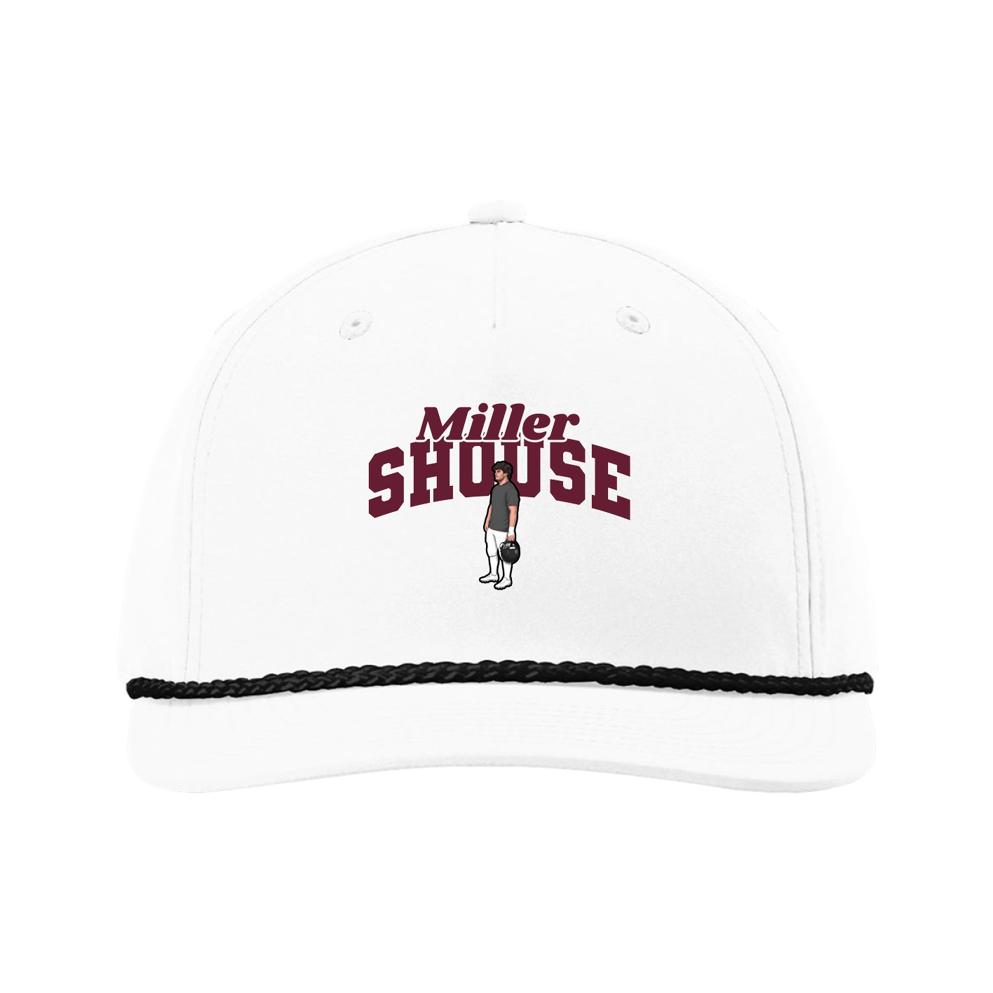 Five-Panel Classic Rope Cap — Signature Arch in White