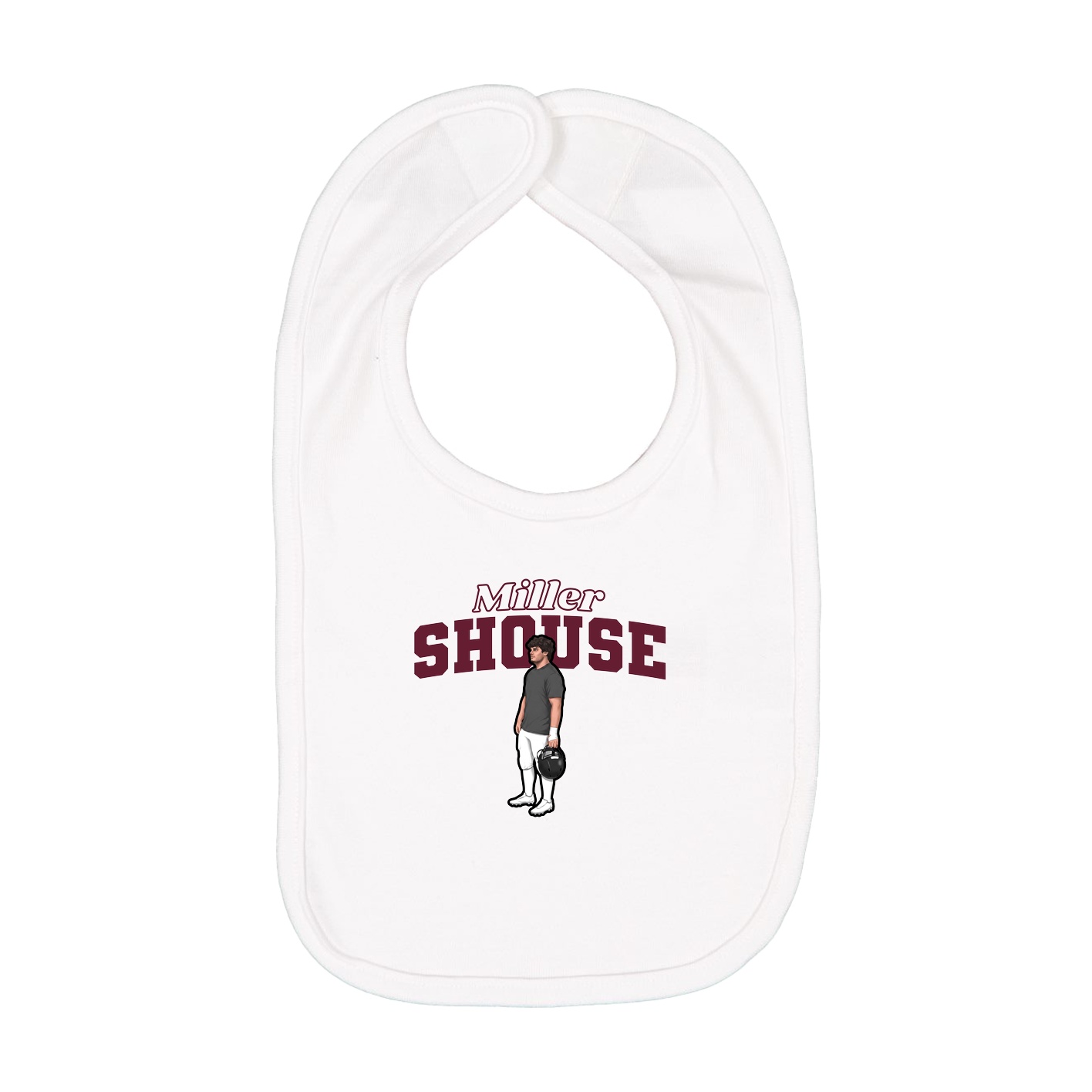 Infant Bib — Name Arch in White