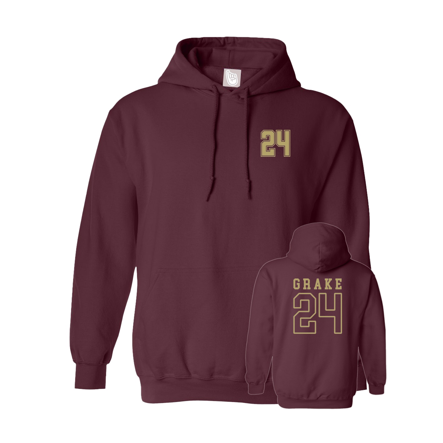 Hoodie — Chest Back in Maroon