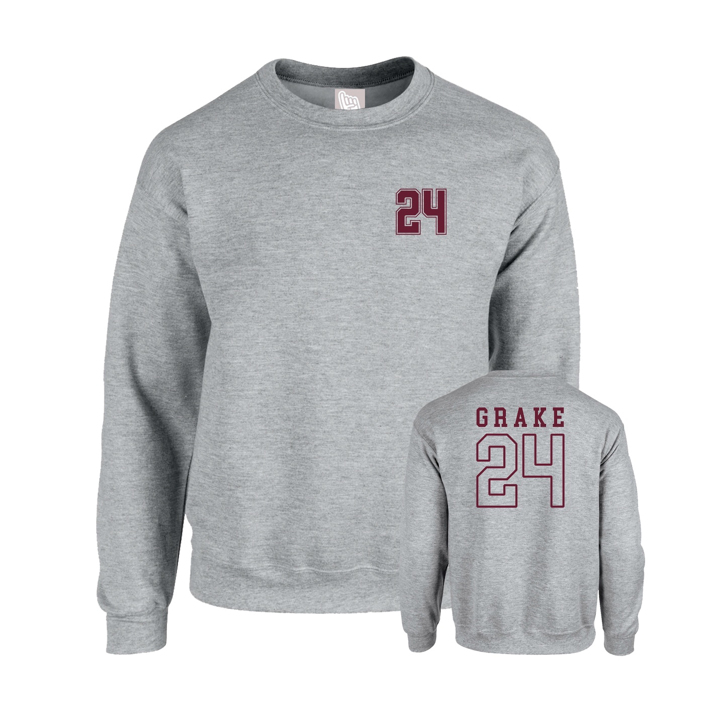 Fleece Crew — Chest Back in Grey