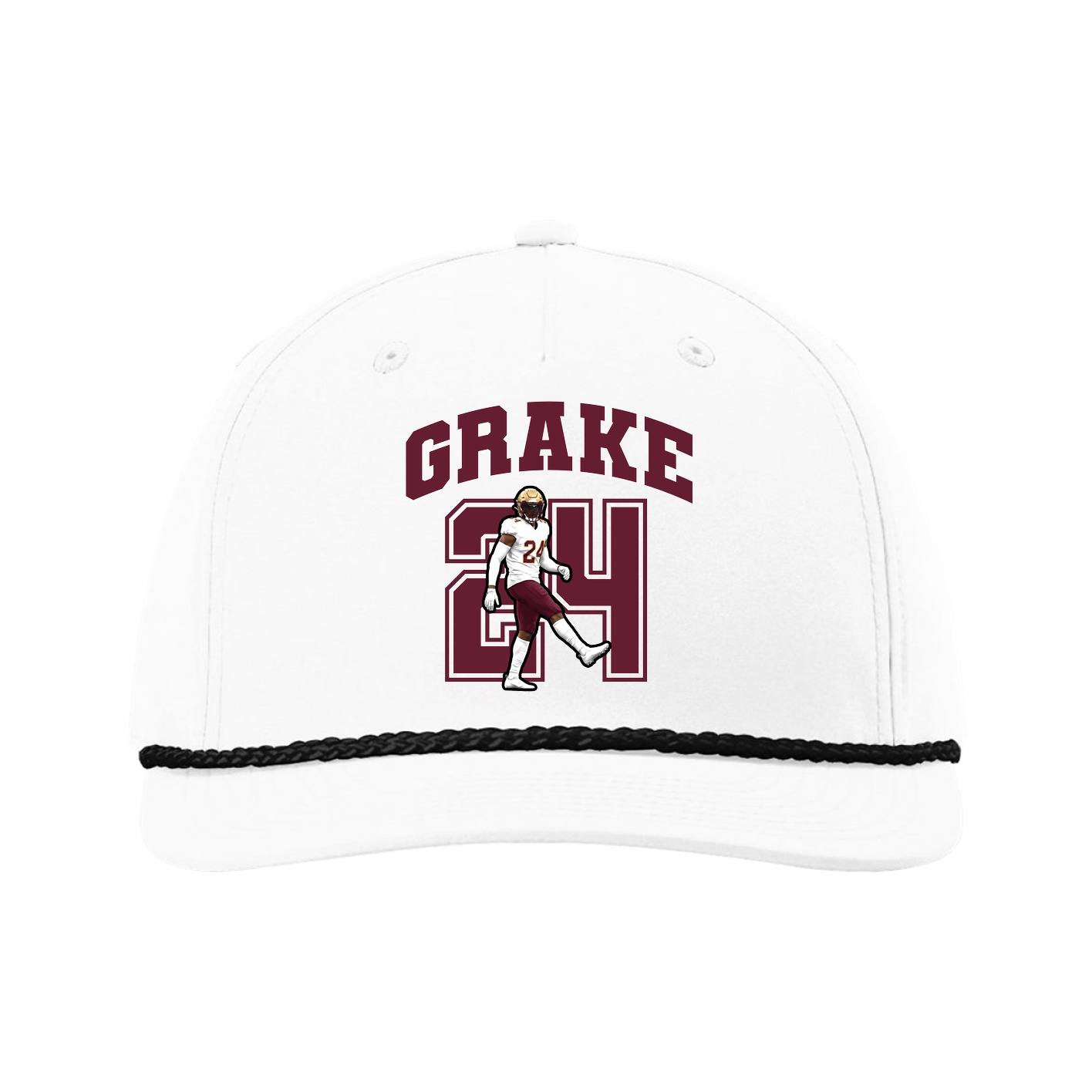 Five-Panel Classic Rope Cap — Number in White
