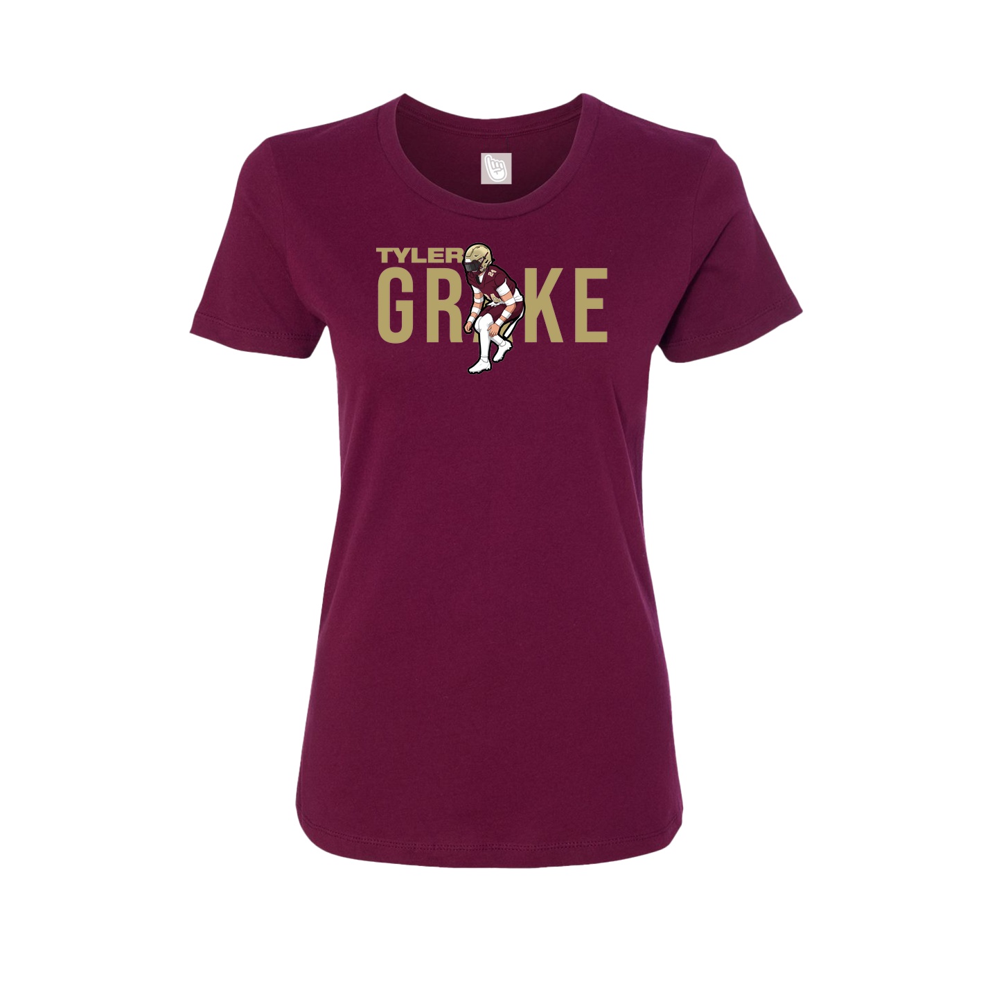 Fitted Women's Tee — Player Name in Maroon