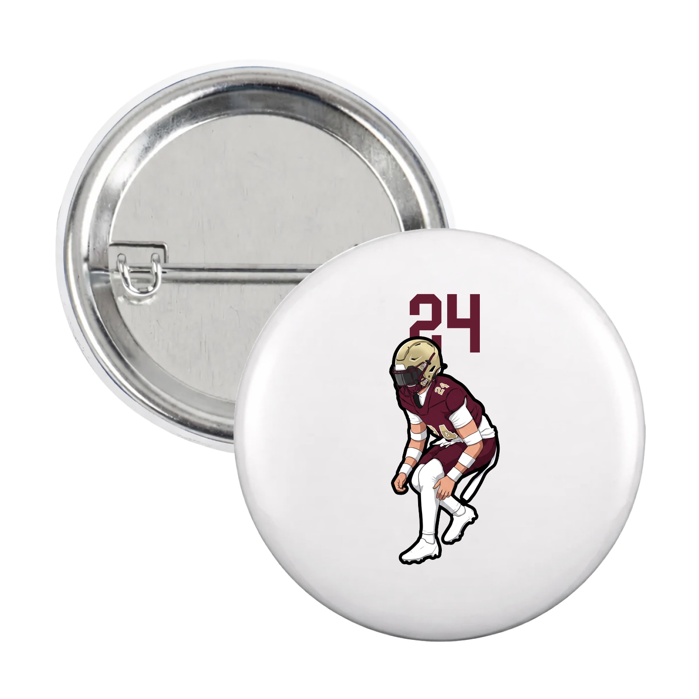 Game Day Button — Number Top in White
