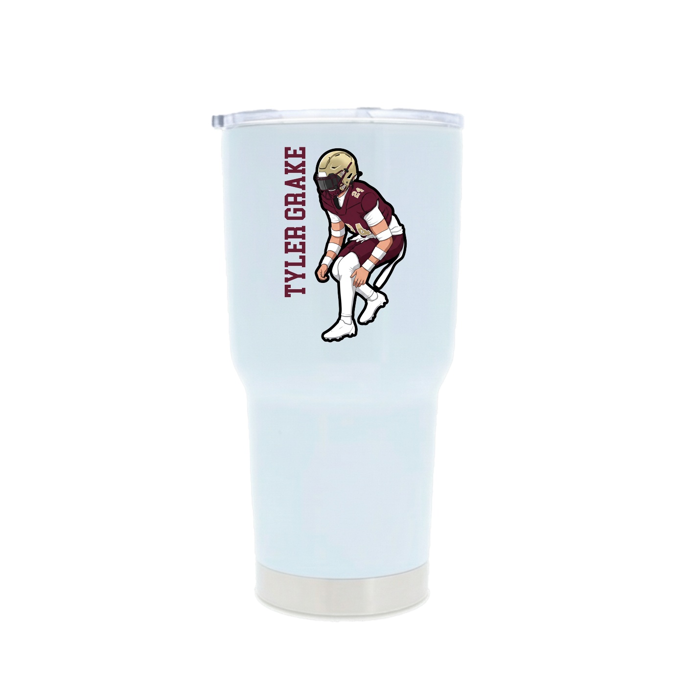 30oz Stainless Steel Tumbler — Name Vertical in White