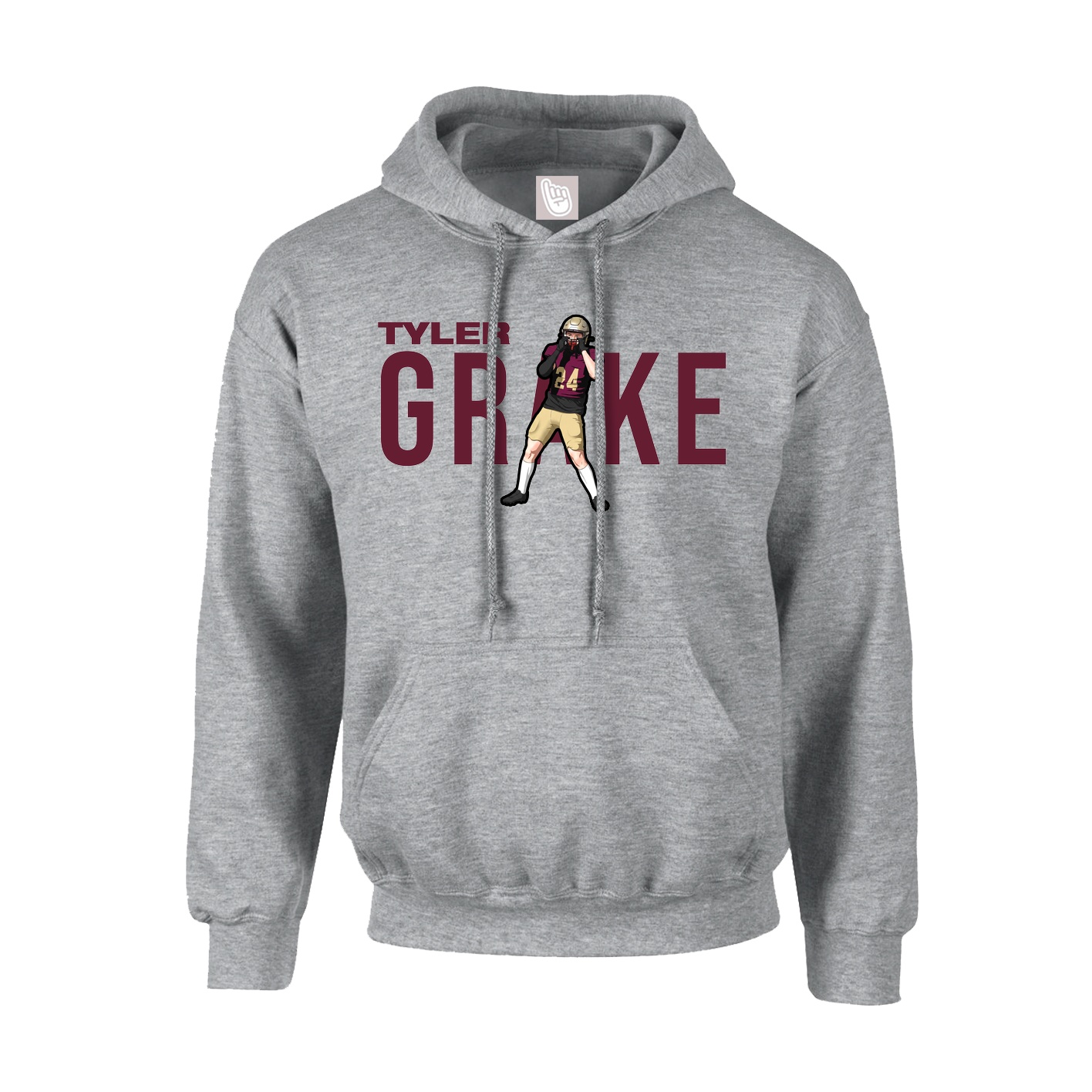 Hoodie — Player Name in Grey