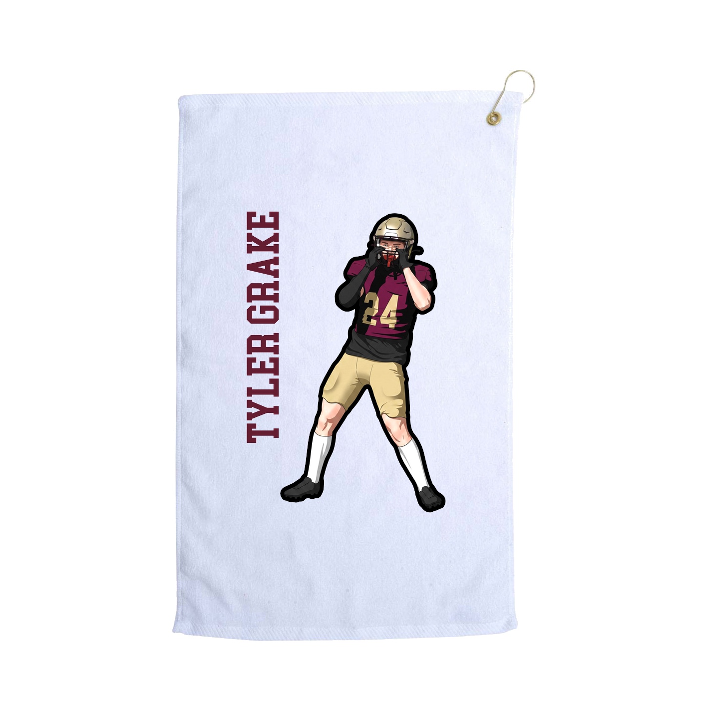 Golf Towel — Name Vertical in White