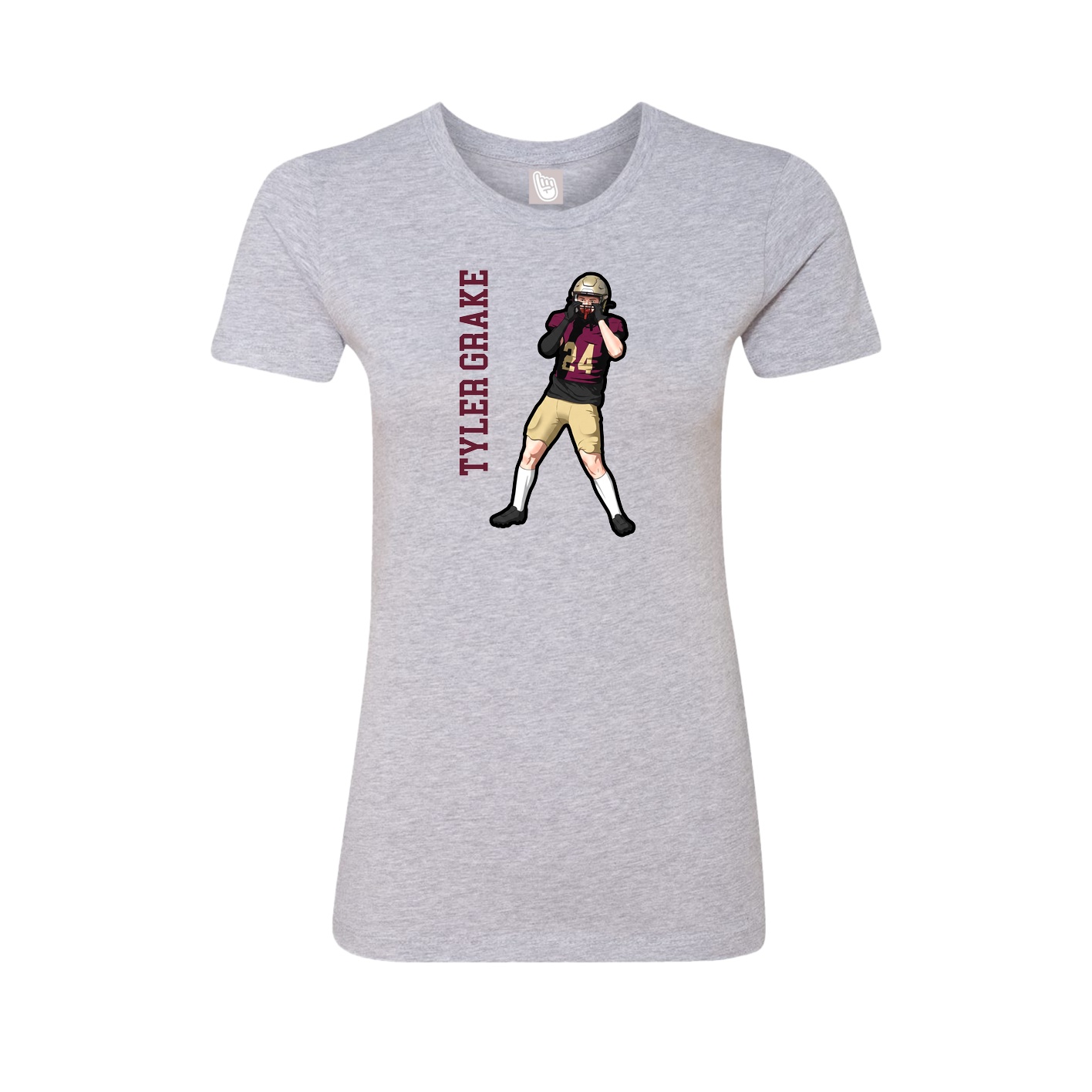 Fitted Women's Tee — Name Vertical in Grey