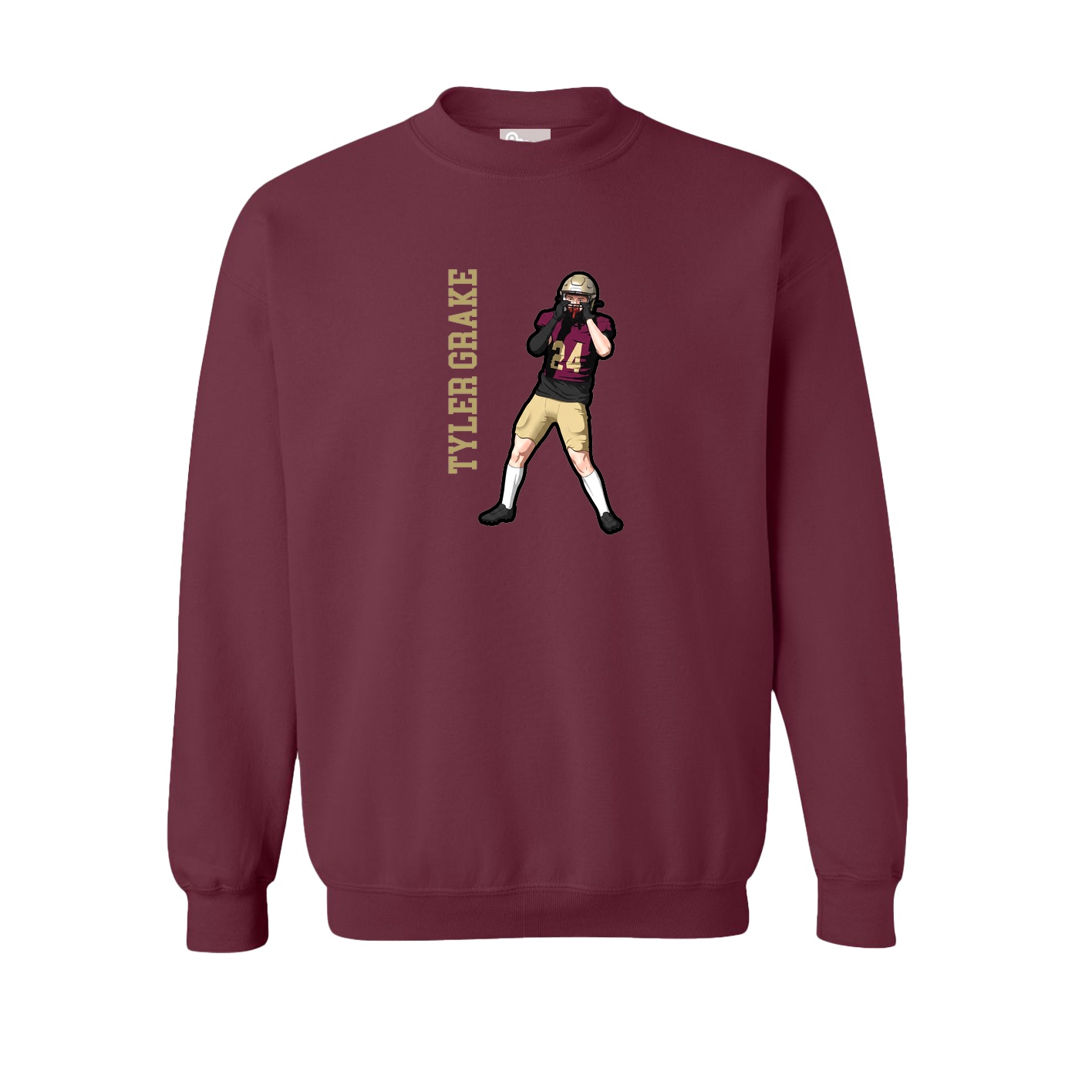 Fleece Crew — Name Vertical in Maroon
