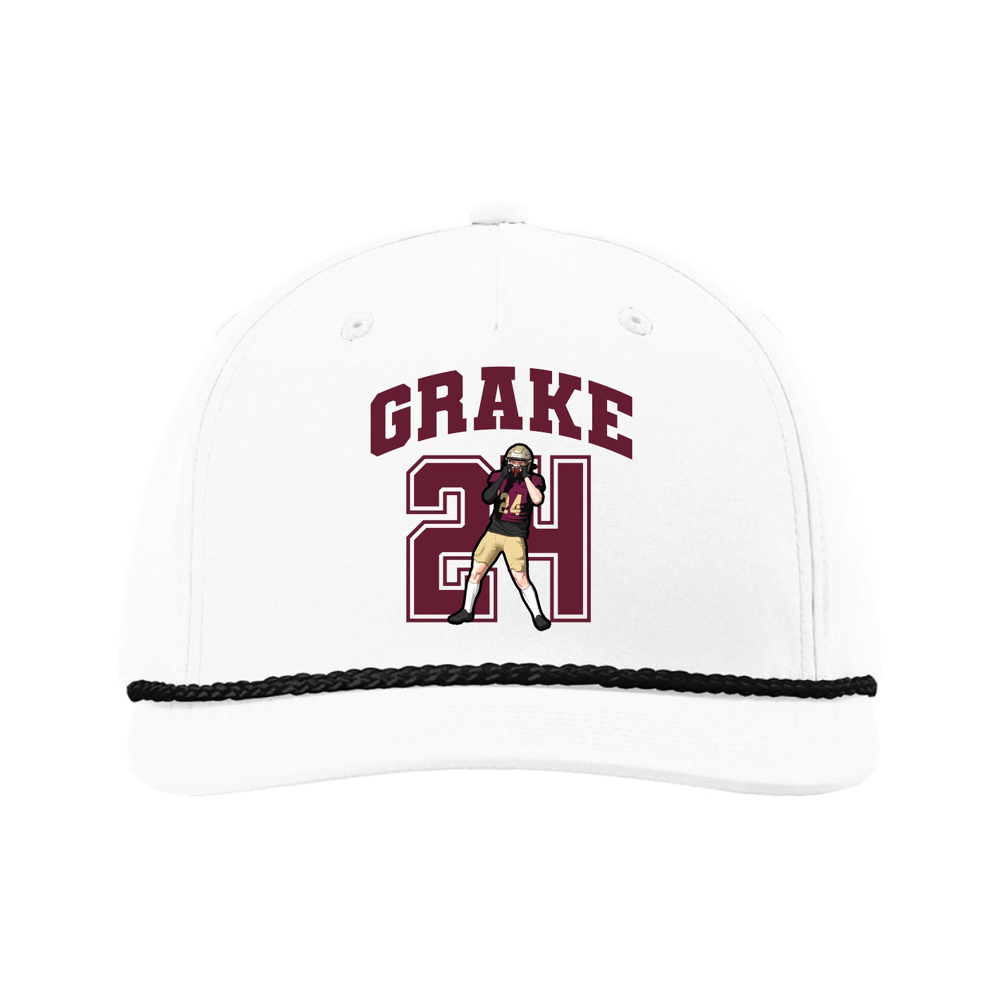 Five-Panel Classic Rope Cap — Number in White