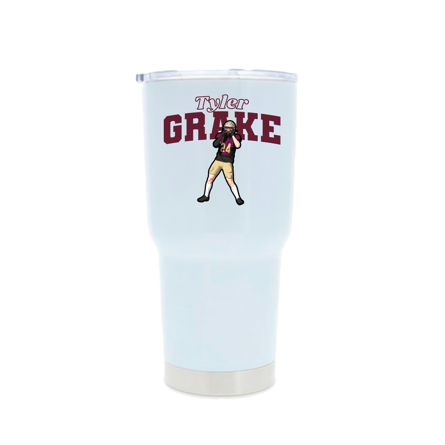 30oz Stainless Steel Tumbler — Name Arch in White