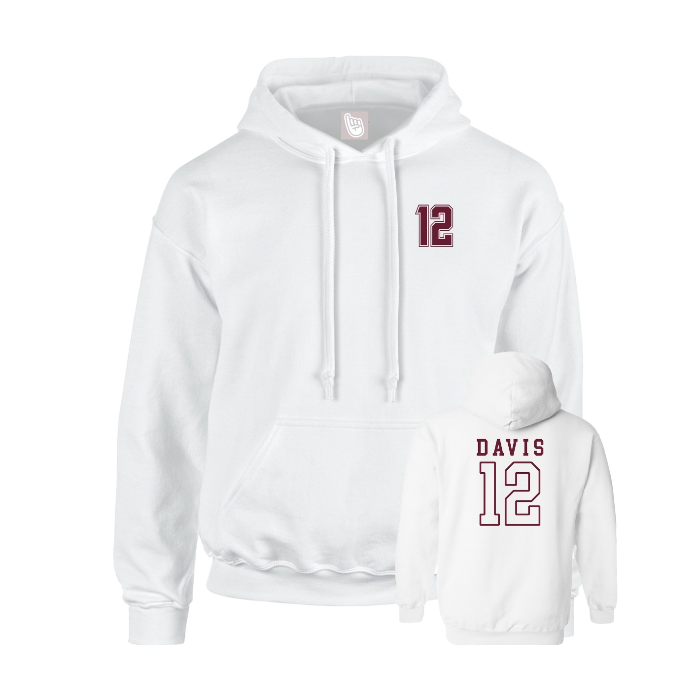 Youth Hoodie — Chest Back in White