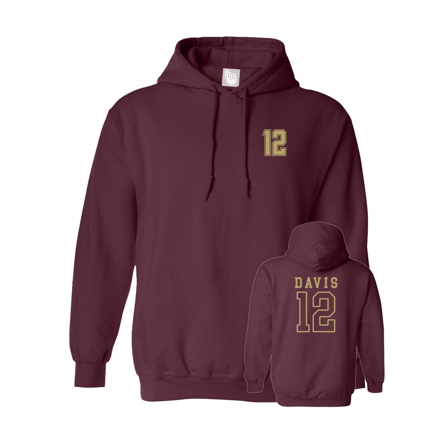 Youth Hoodie — Chest Back in Maroon