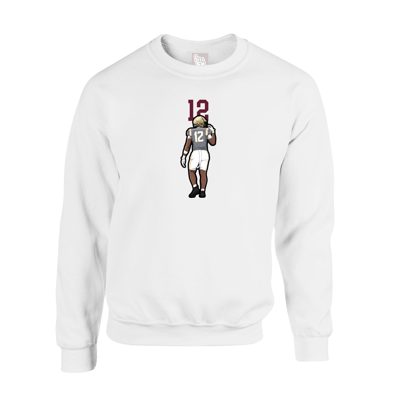 Fleece Crew — Number Top in White