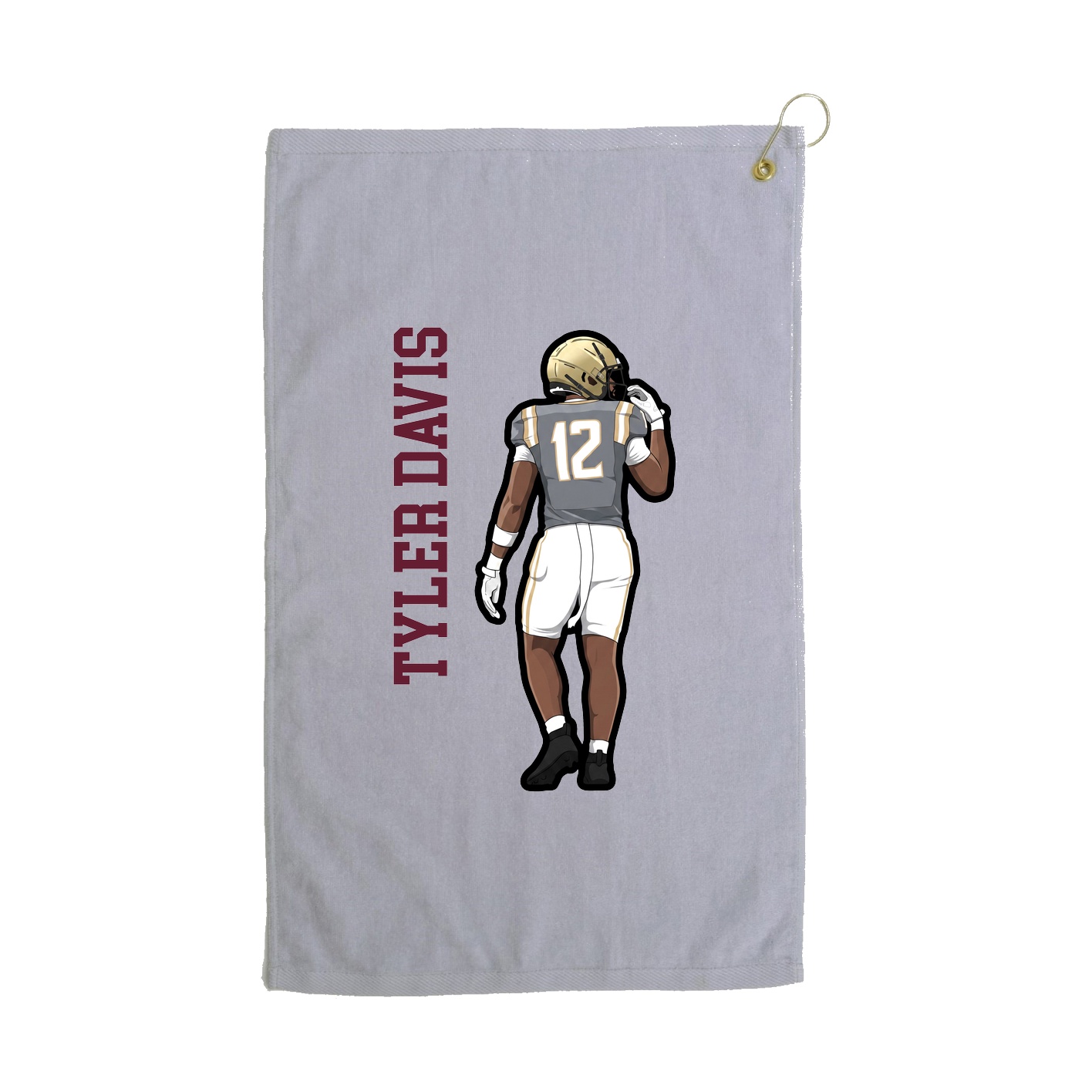 Golf Towel — Name Vertical in Grey