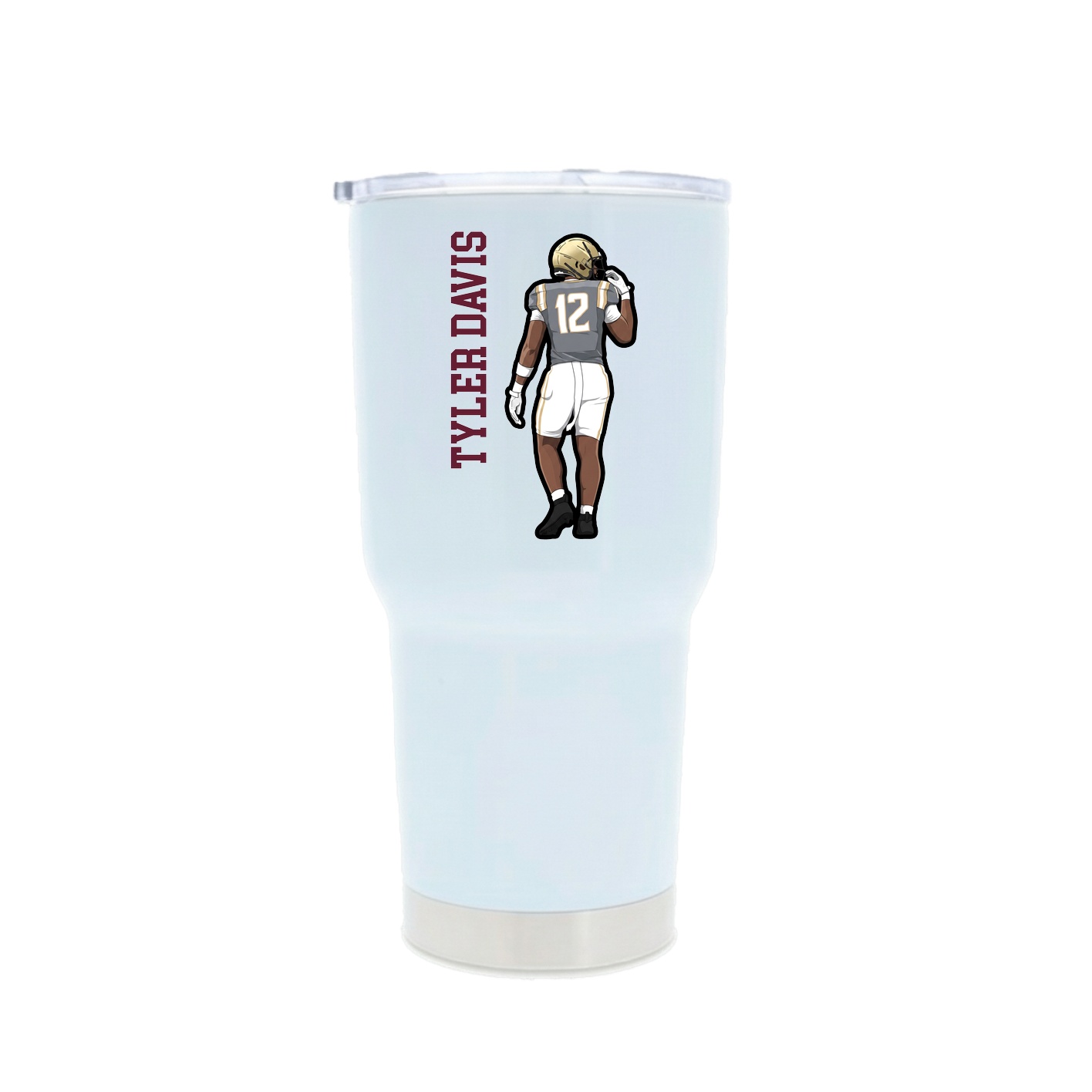 30oz Stainless Steel Tumbler — Name Vertical in White