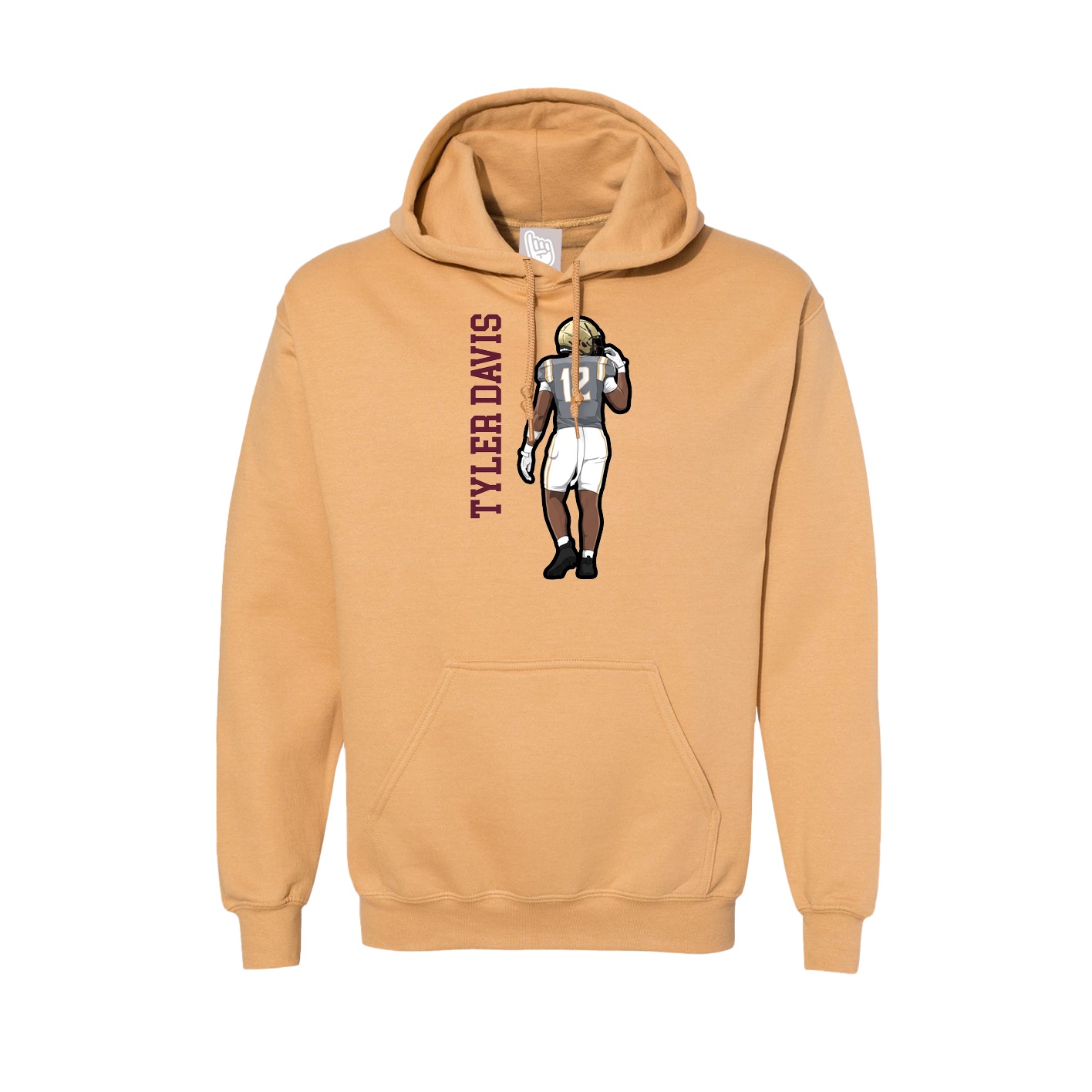 Hoodie — Name Vertical in Vegas Gold