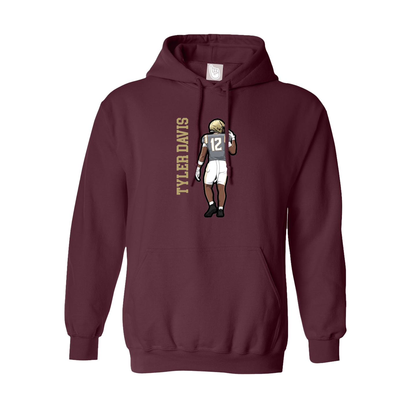 Youth Hoodie — Name Vertical in Maroon