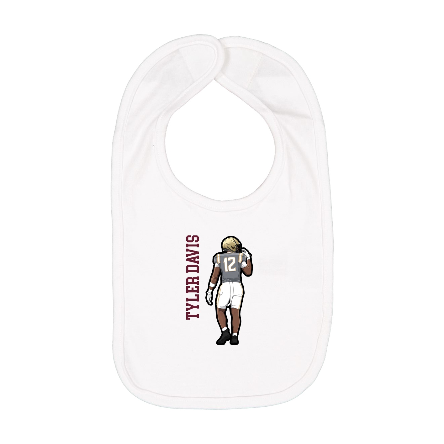 Infant Bib — Name Vertical in White