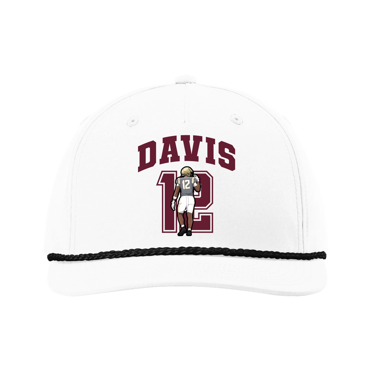 Five-Panel Classic Rope Cap — Number in White