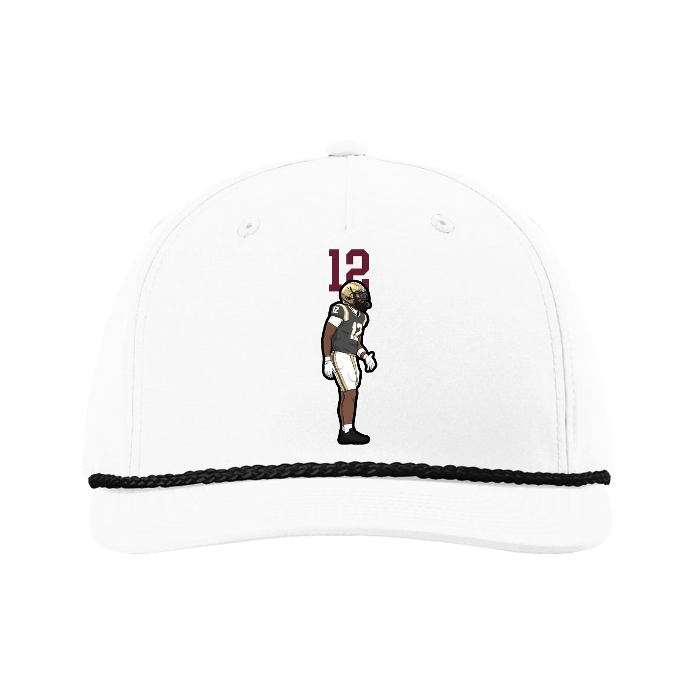 Five-Panel Classic Rope Cap — Number Top in White