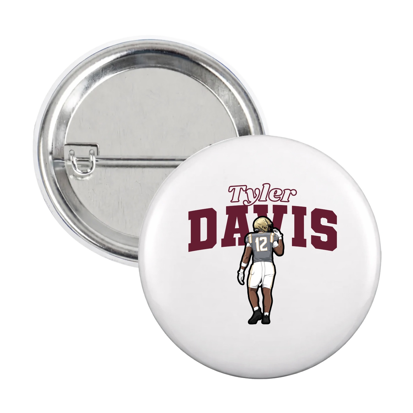 Game Day Button — Name Arch in White