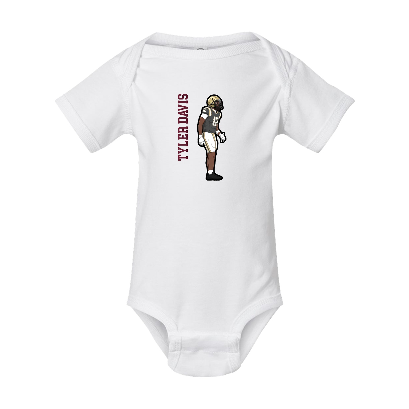 Baby Onesie — Name Vertical in White