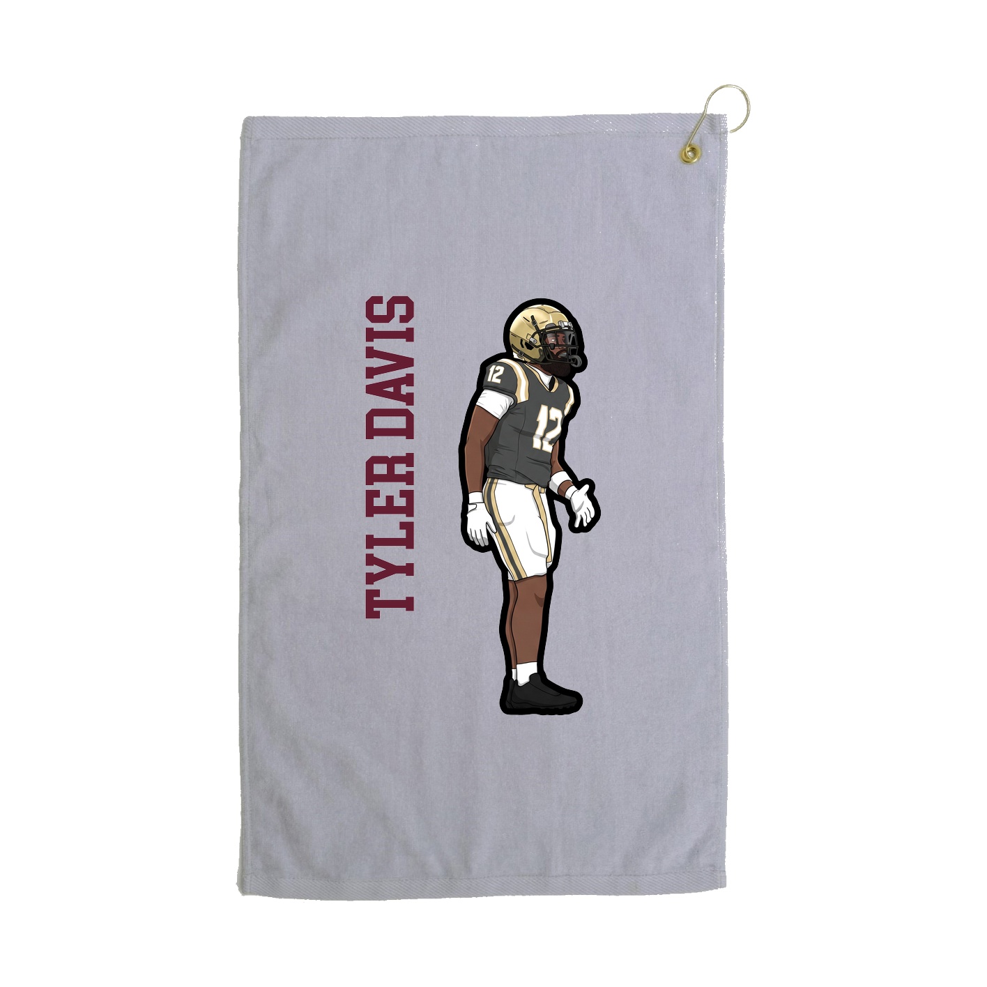 Golf Towel — Name Vertical in Grey