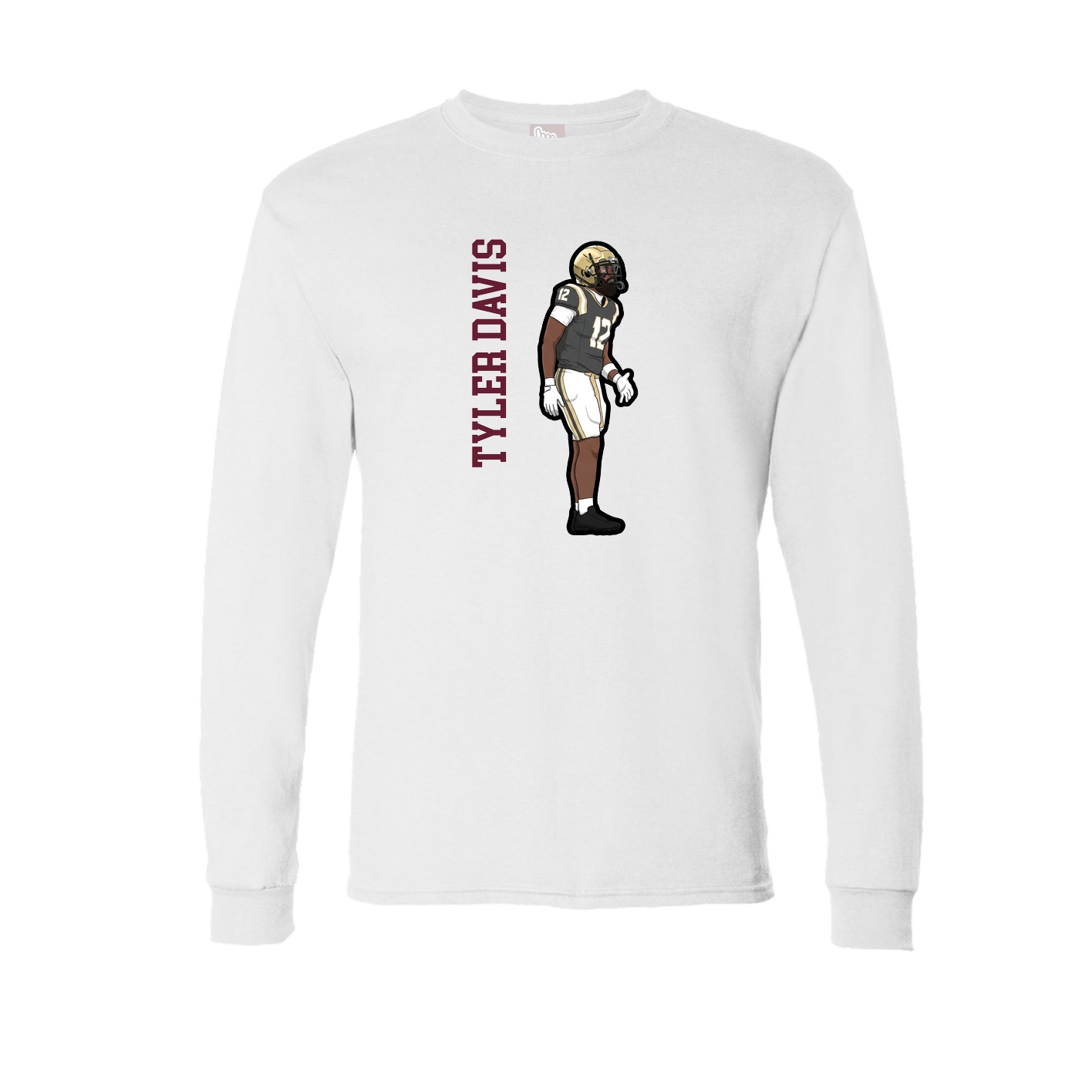 Long Sleeve Tee — Name Vertical in White