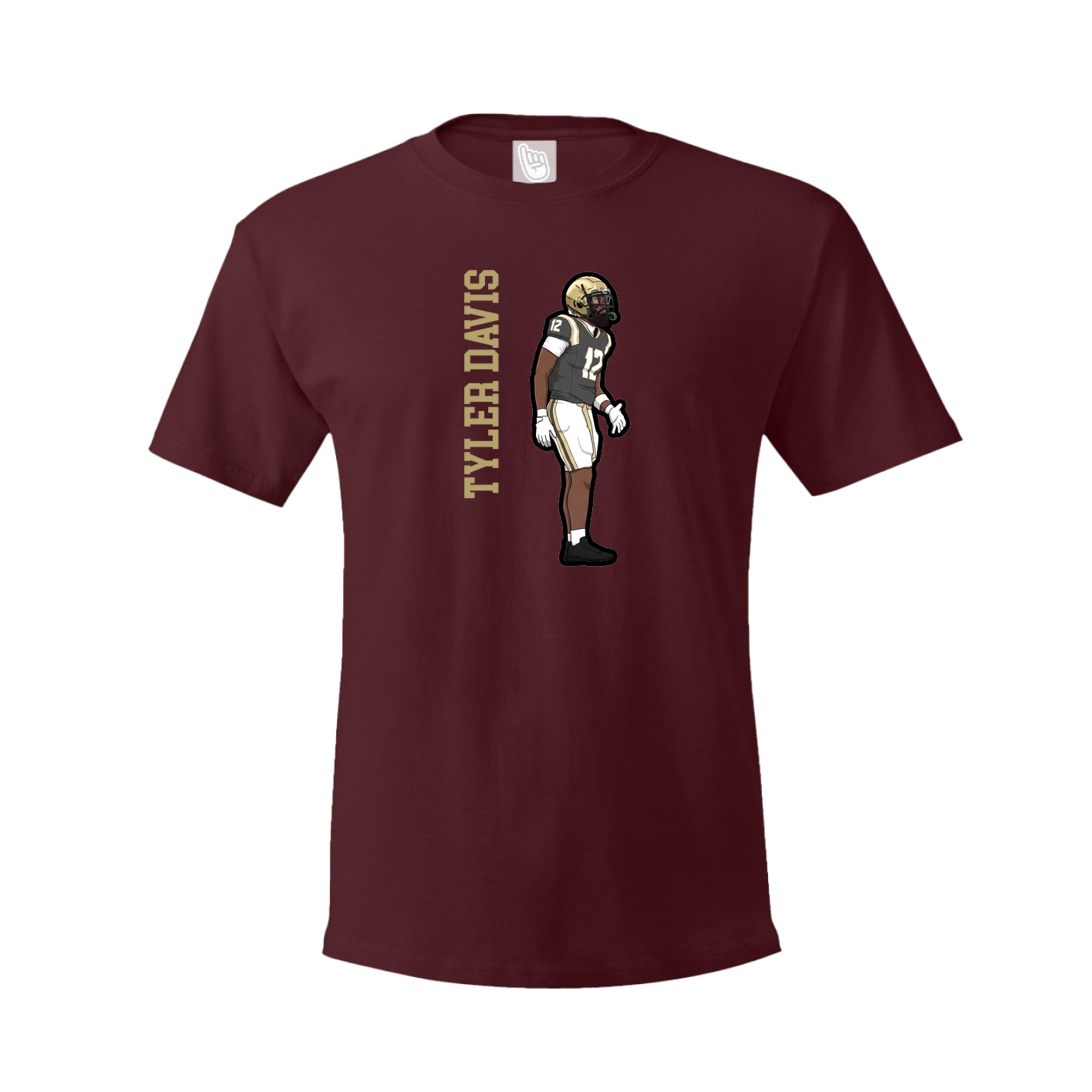 Youth Tee — Name Vertical in Maroon