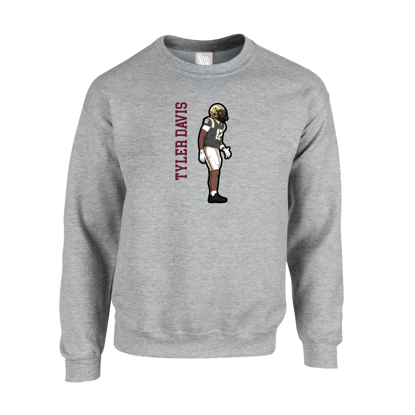 Fleece Crew — Name Vertical in Grey
