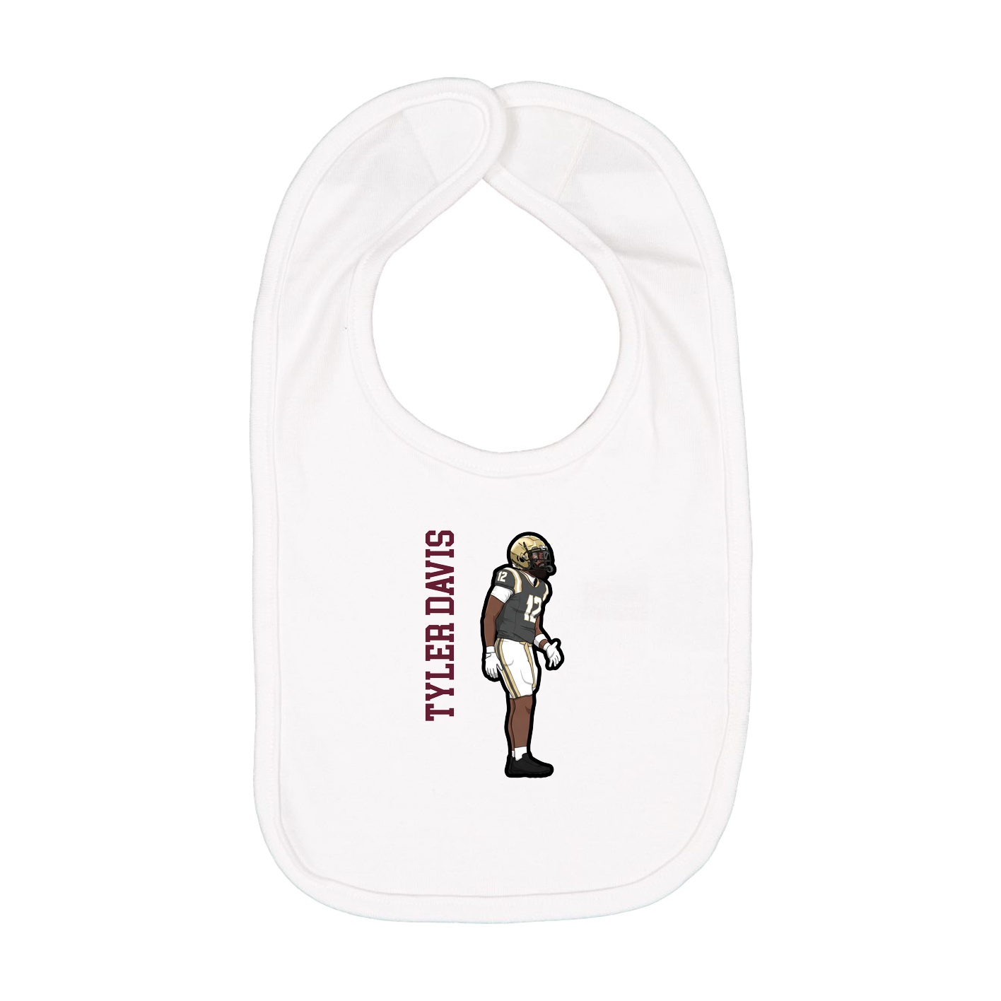 Infant Bib — Name Vertical in White