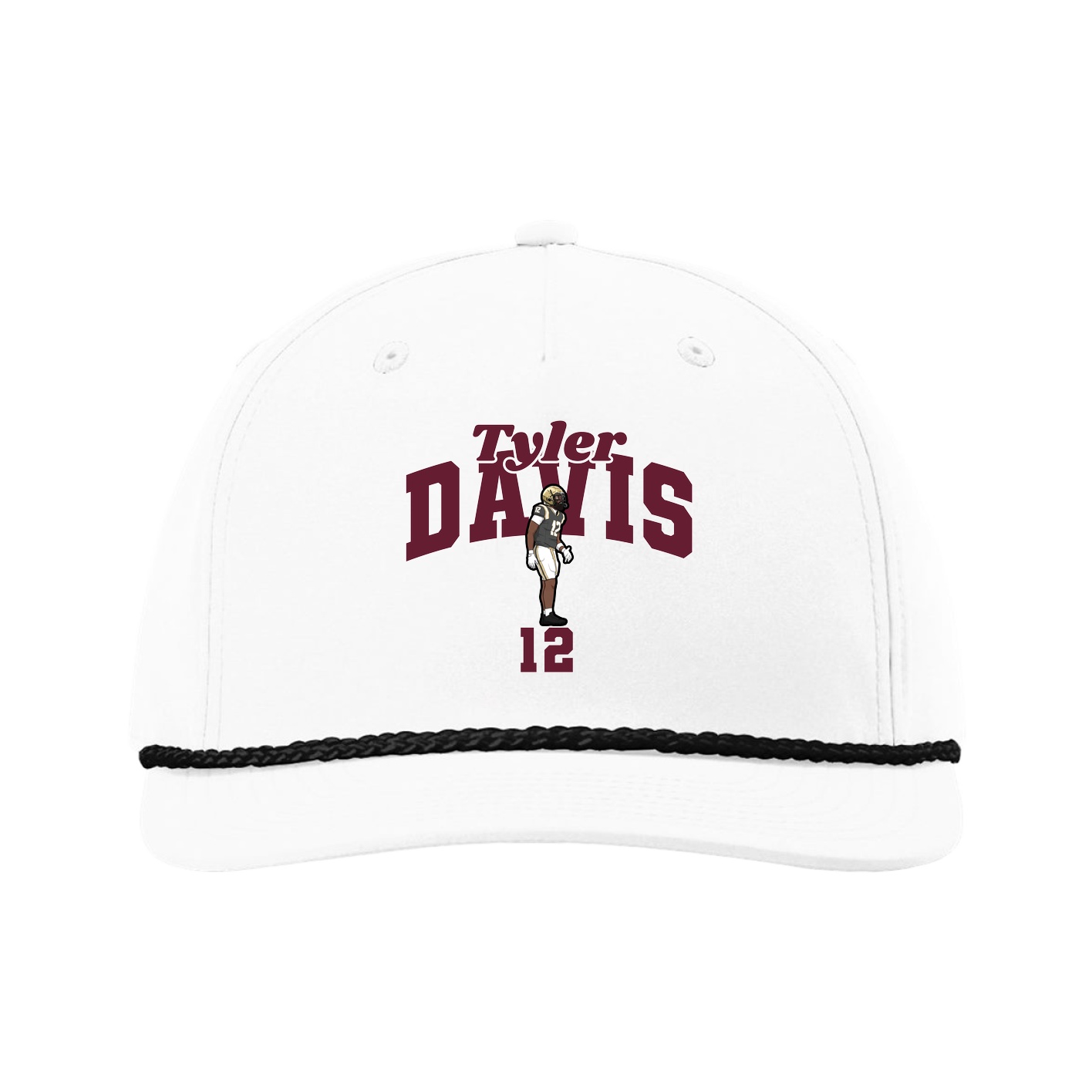 Five-Panel Classic Rope Cap — Signature Arch in White
