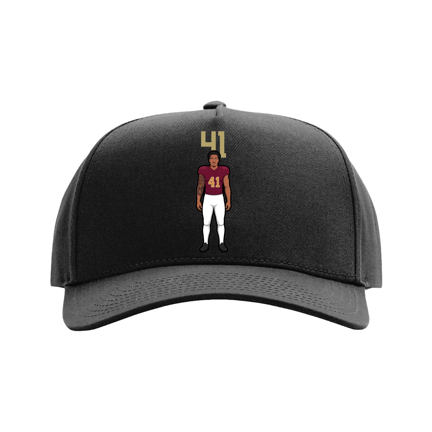 Full Fabric Five-Panel Champ Cap — Number Top in Black