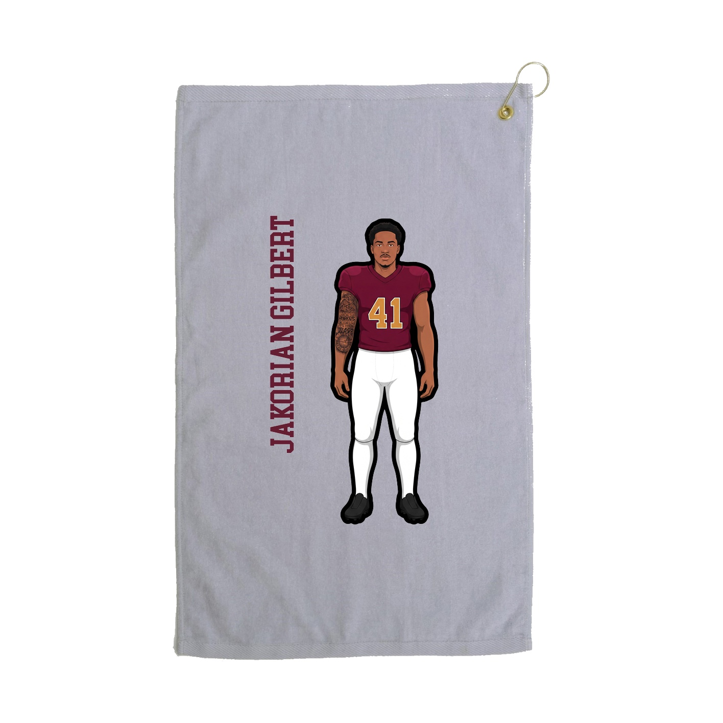 Golf Towel — Name Vertical in Grey
