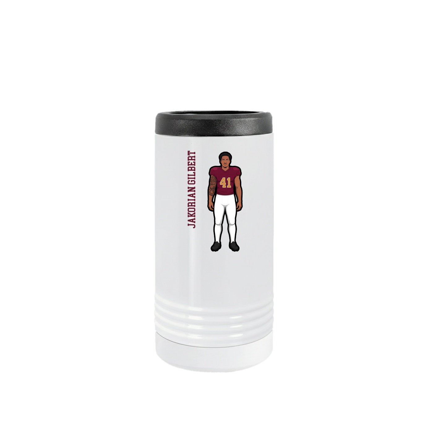 Slim Beverage Holder — Name Vertical in White