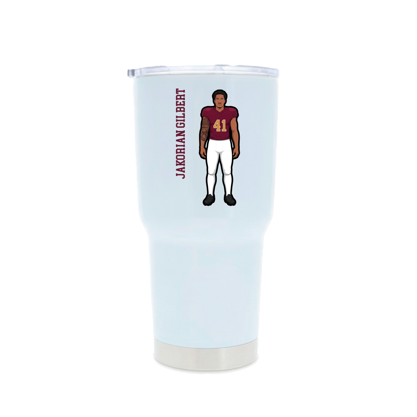 30oz Stainless Steel Tumbler — Name Vertical in White