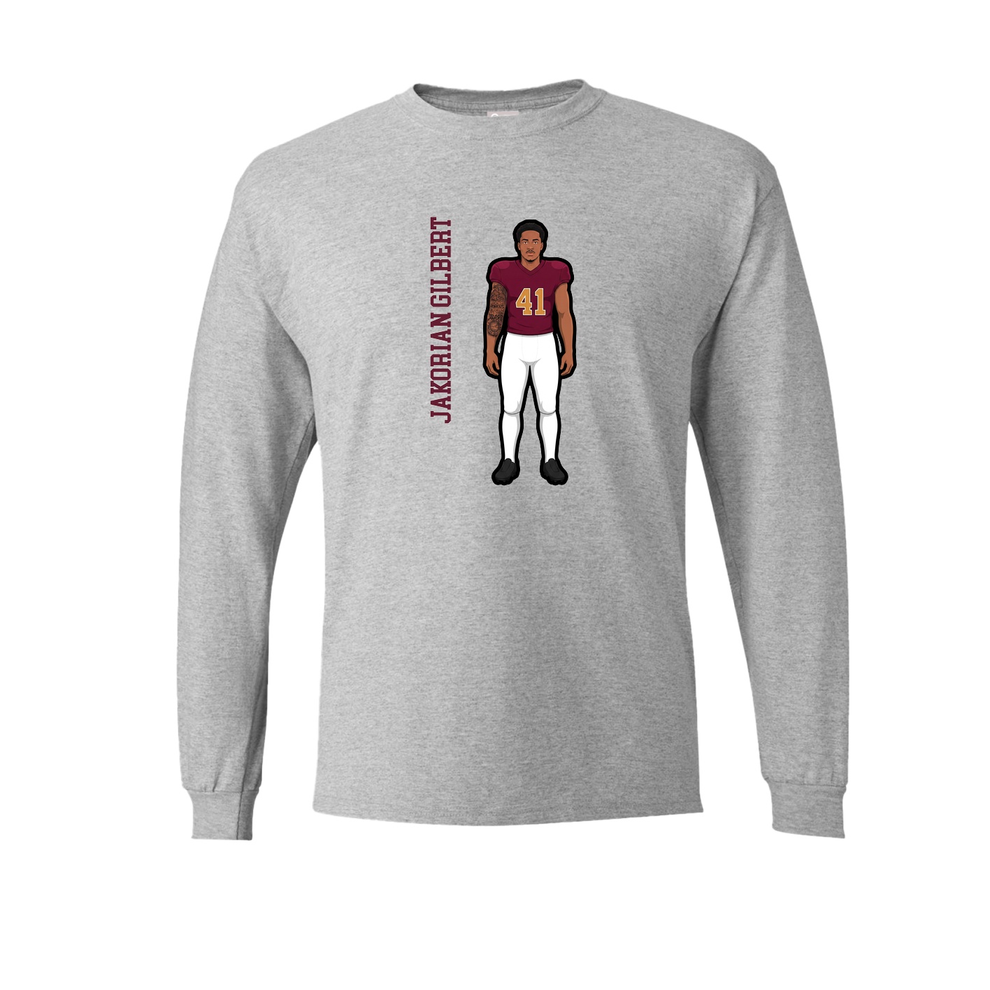Long Sleeve Tee — Name Vertical in Grey