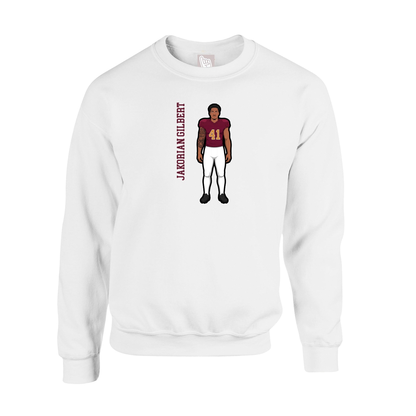 Fleece Crew — Name Vertical in White
